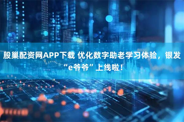股巢配资网APP下载 优化数字助老学习体验，银发“e爷爷”上线啦！